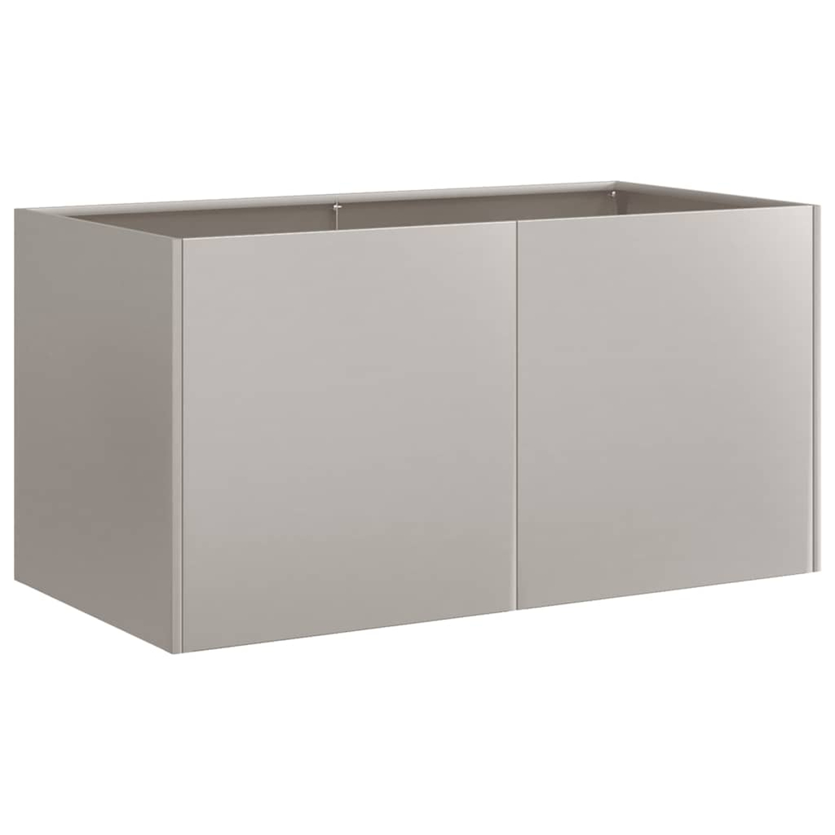 Un semplice mobile da bagno grigio con due ante.