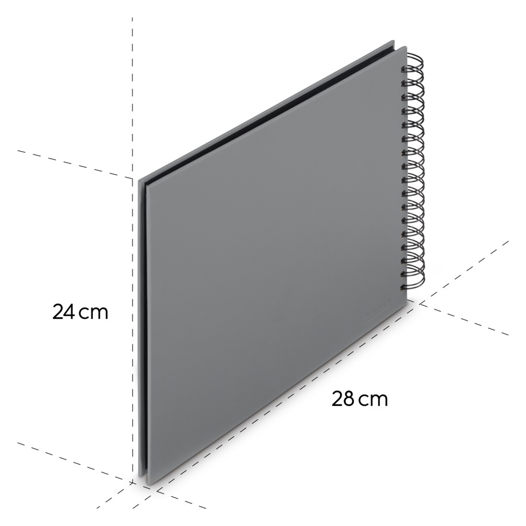 Szary notes spiralny, 24x28 cm.
