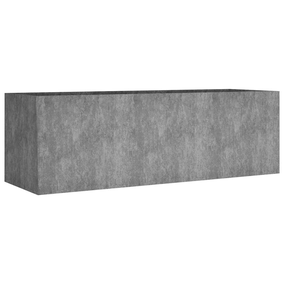 Grauer rechteckiger Beton-Blumentopf mit einer strukturierten Oberfläche.