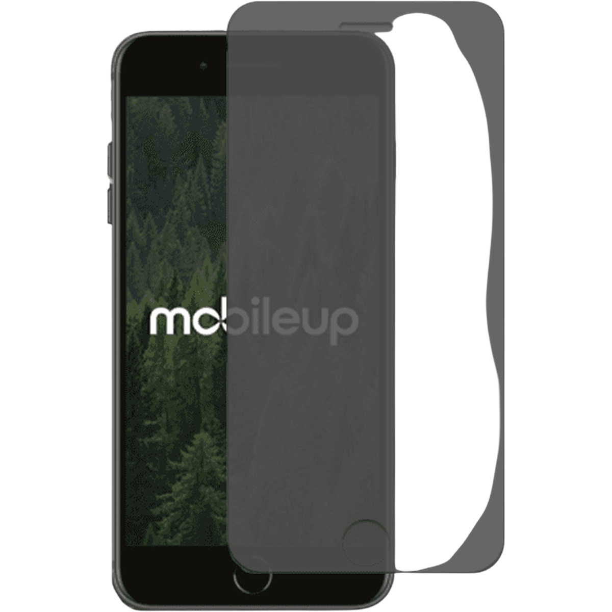 Ein Smartphone mit einem Waldhintergrund und einem Displayschutz