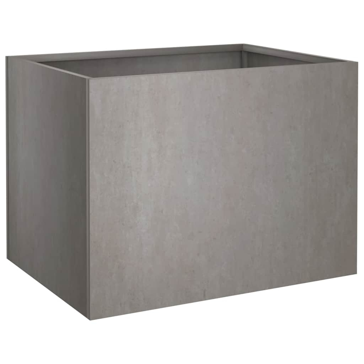 Grauer, rechteckiger Pflanzkübel aus Beton mit schlichter Optik.