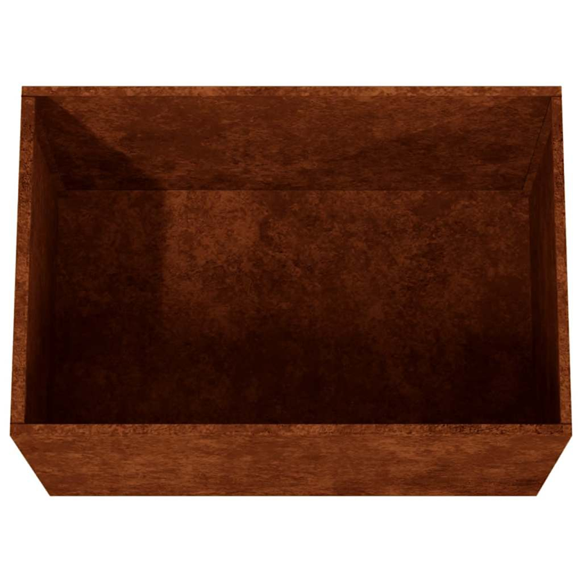 Eine braune, rechteckige Kiste aus Stein oder Holz.