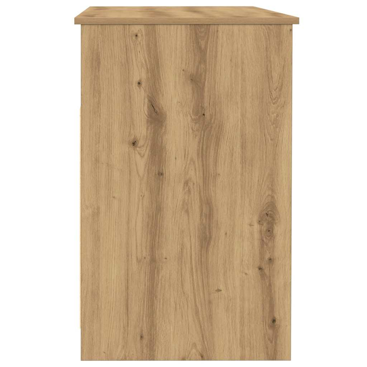 Ein hölzerner Schrank mit einer Maserung. Weiße Rückseite.