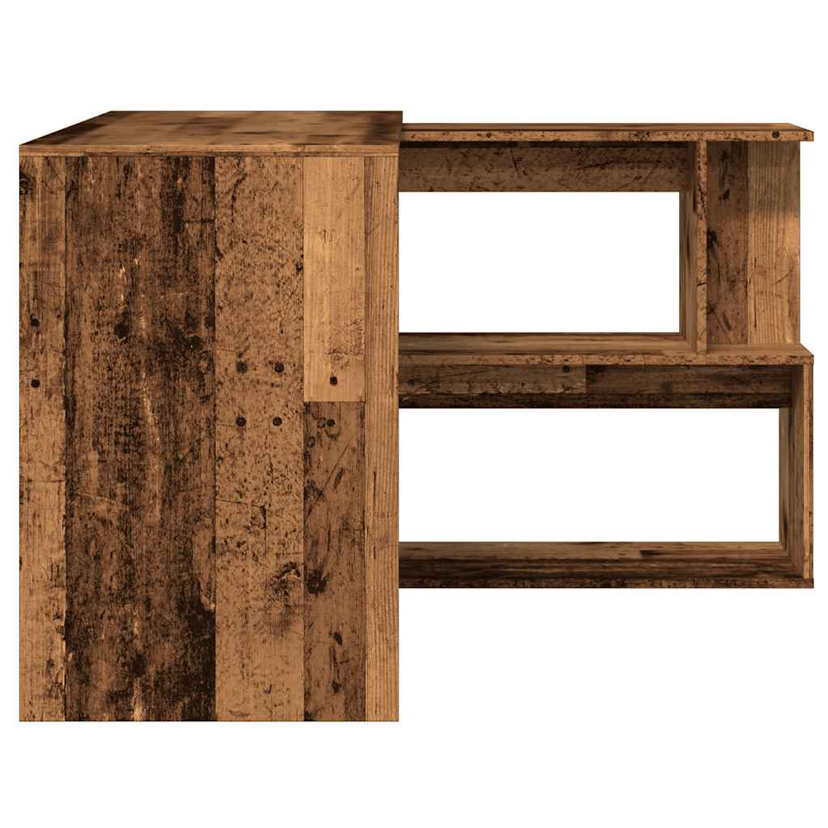 Ein rustikaler Holzwürfel mit zwei offenen Fächern.