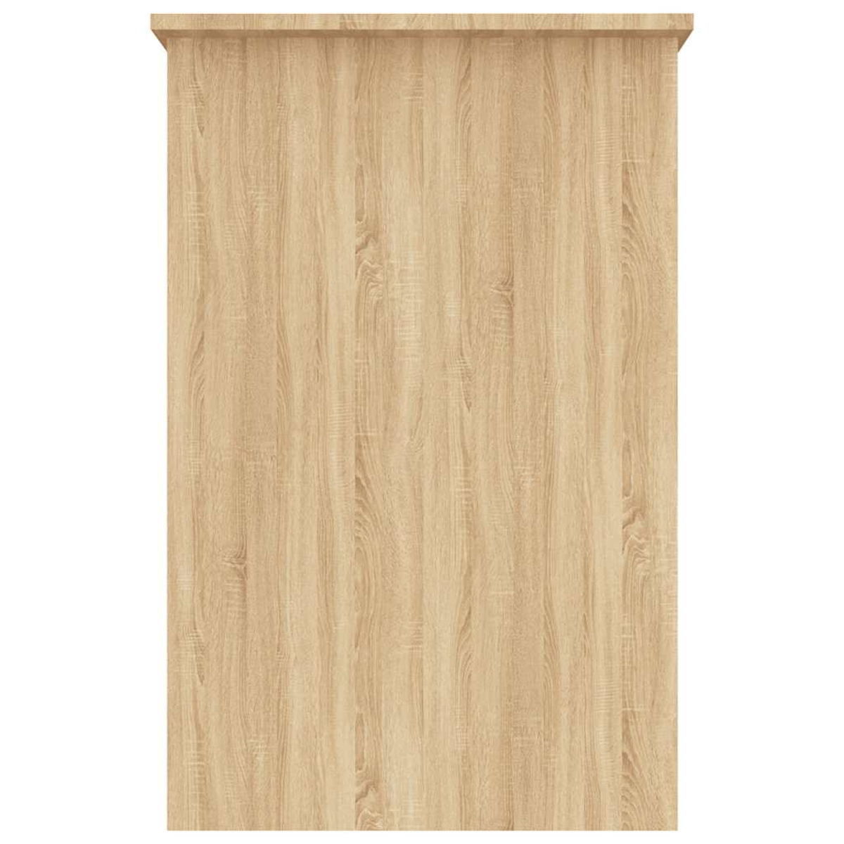 Hellbraune Holzmaserung mit vertikalen Linien und einer oberen Kante.