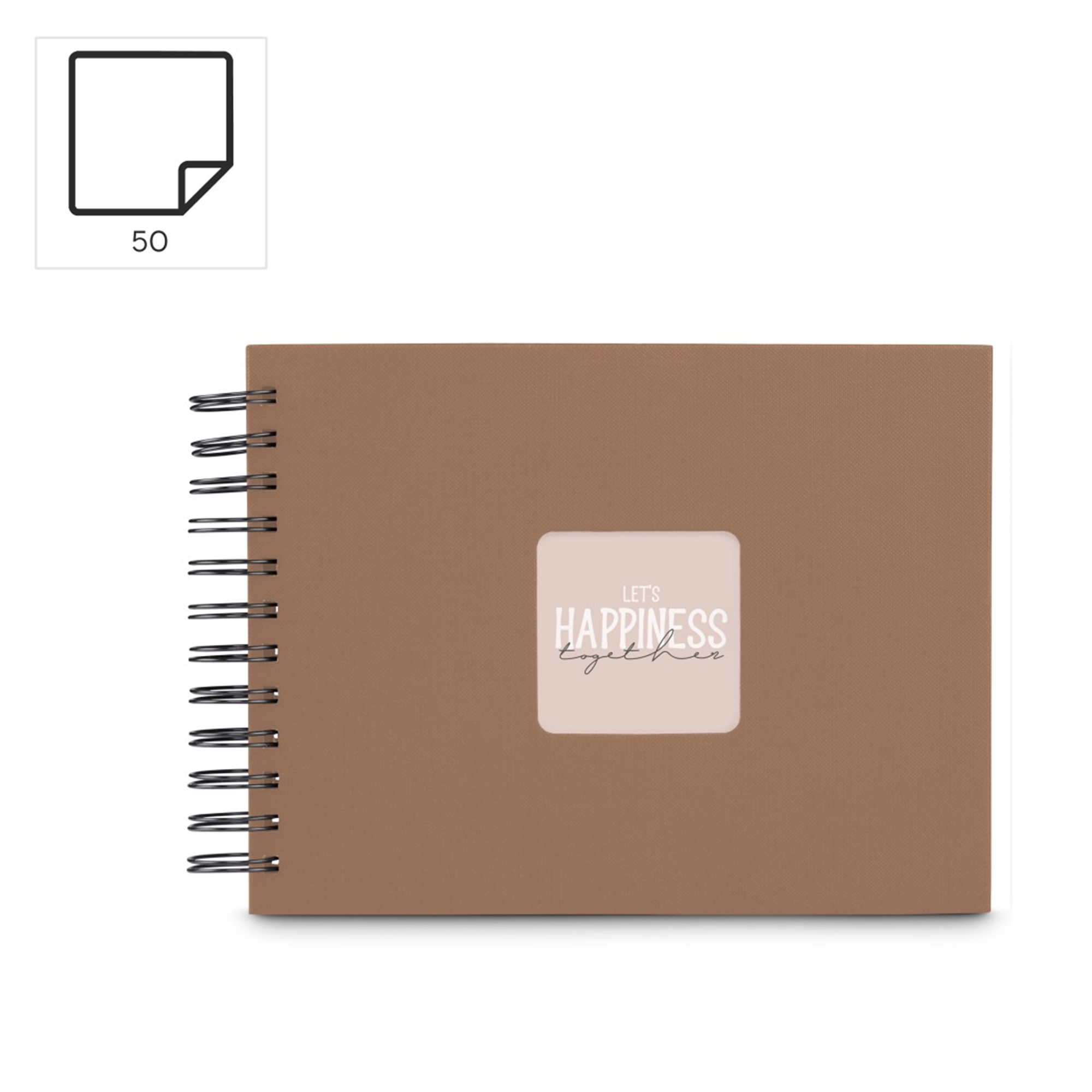 Brązowy notatnik bindowany spiralnie z tekstem 