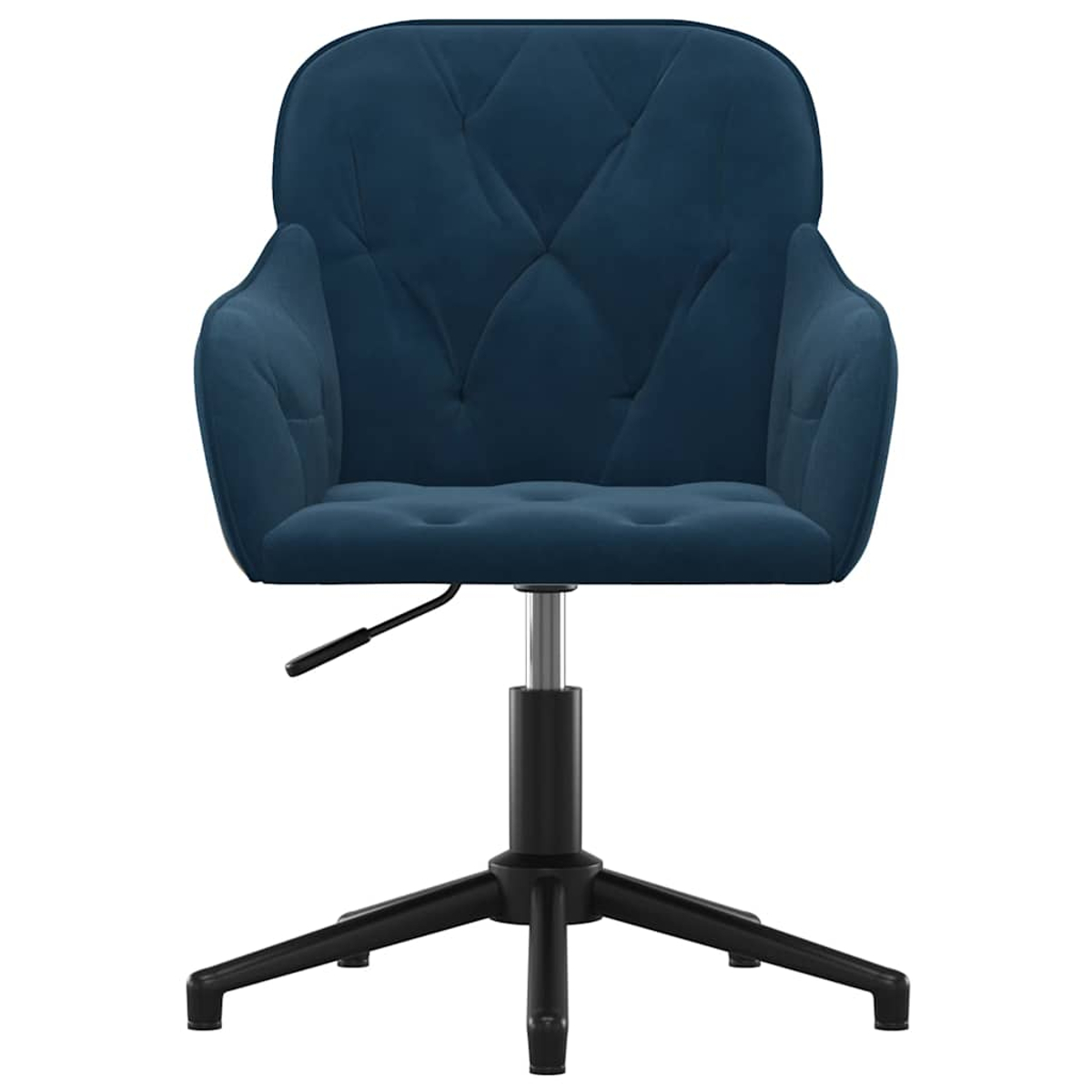 Ein blauer Bürostuhl mit Polsterung und Sternfuß.