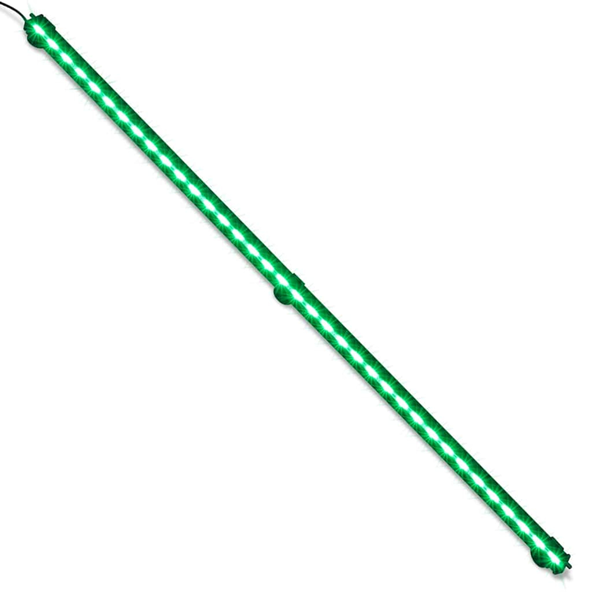 Grünes LED-Lichtband auf weißem Hintergrund.