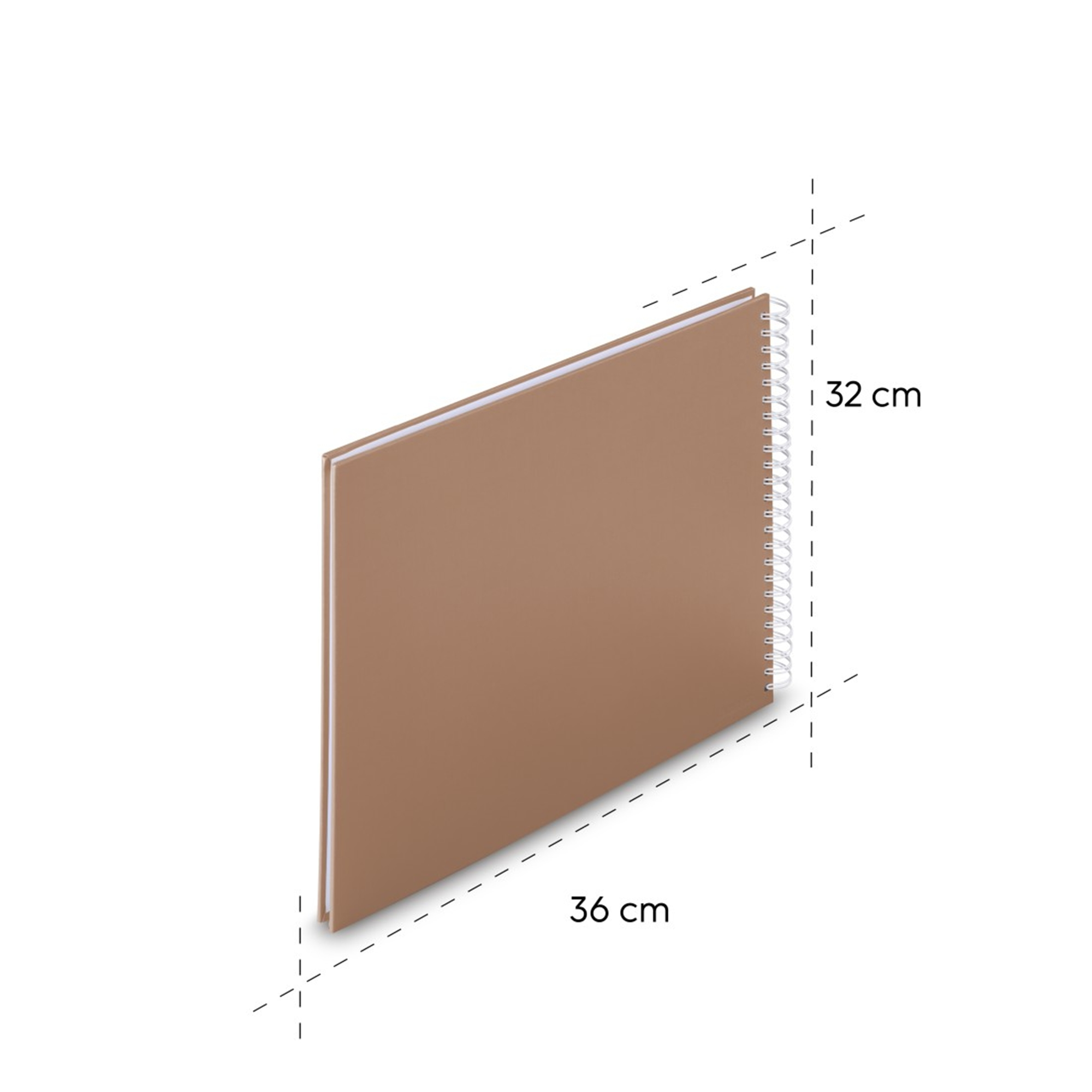 Brązowy notatnik spiralny, 36x32 cm.