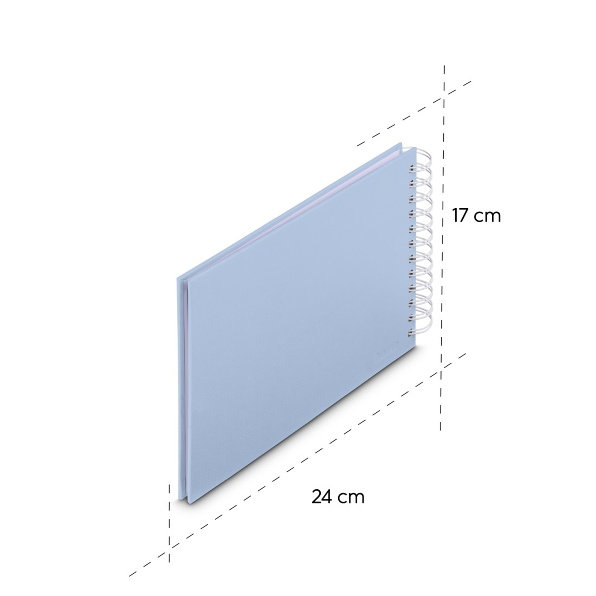 Jasnoniebieski notes bindowany spiralą, 24x17 cm.