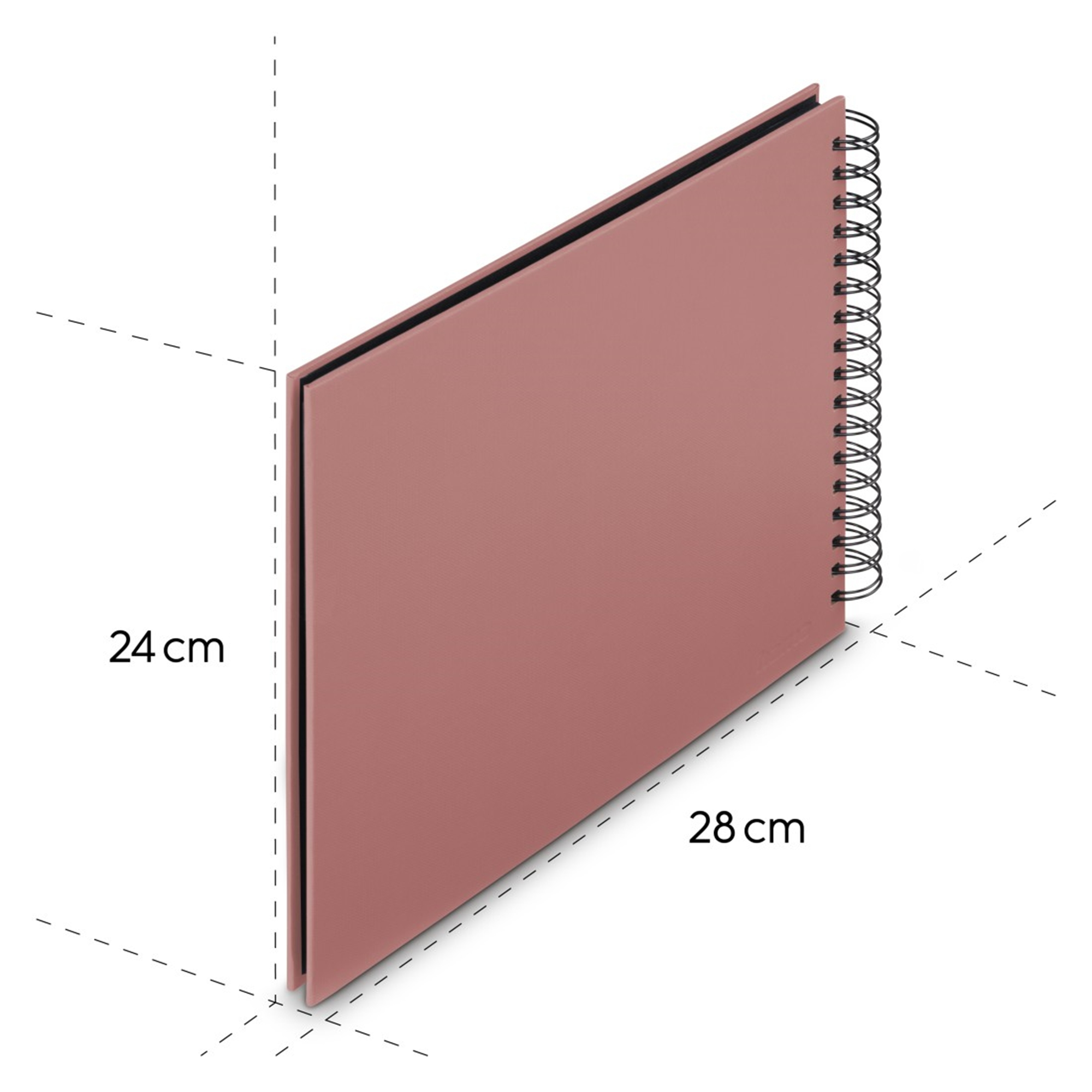 Zamknięty notatnik spiralny, różowa okładka, 24x28 cm.