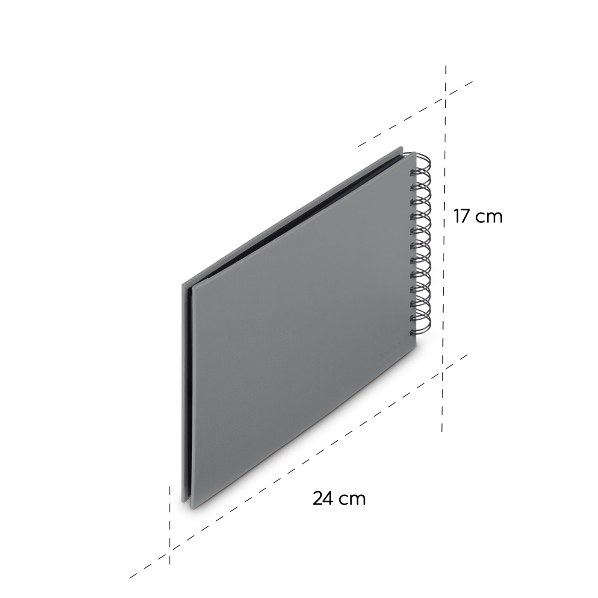 Szary notes spiralny, 24x17 cm.