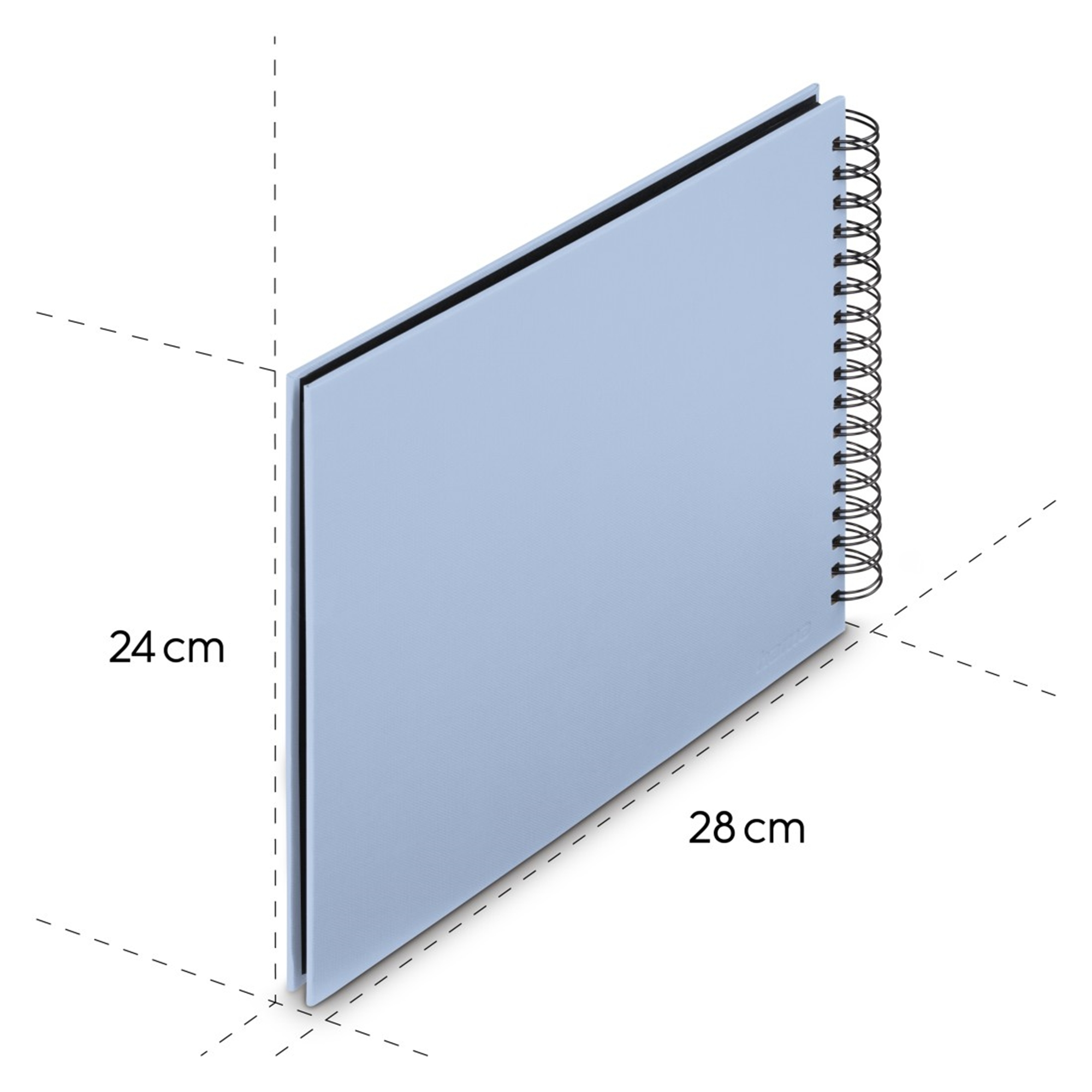 Jasnoniebieski notatnik spiralny, 24x28 cm.