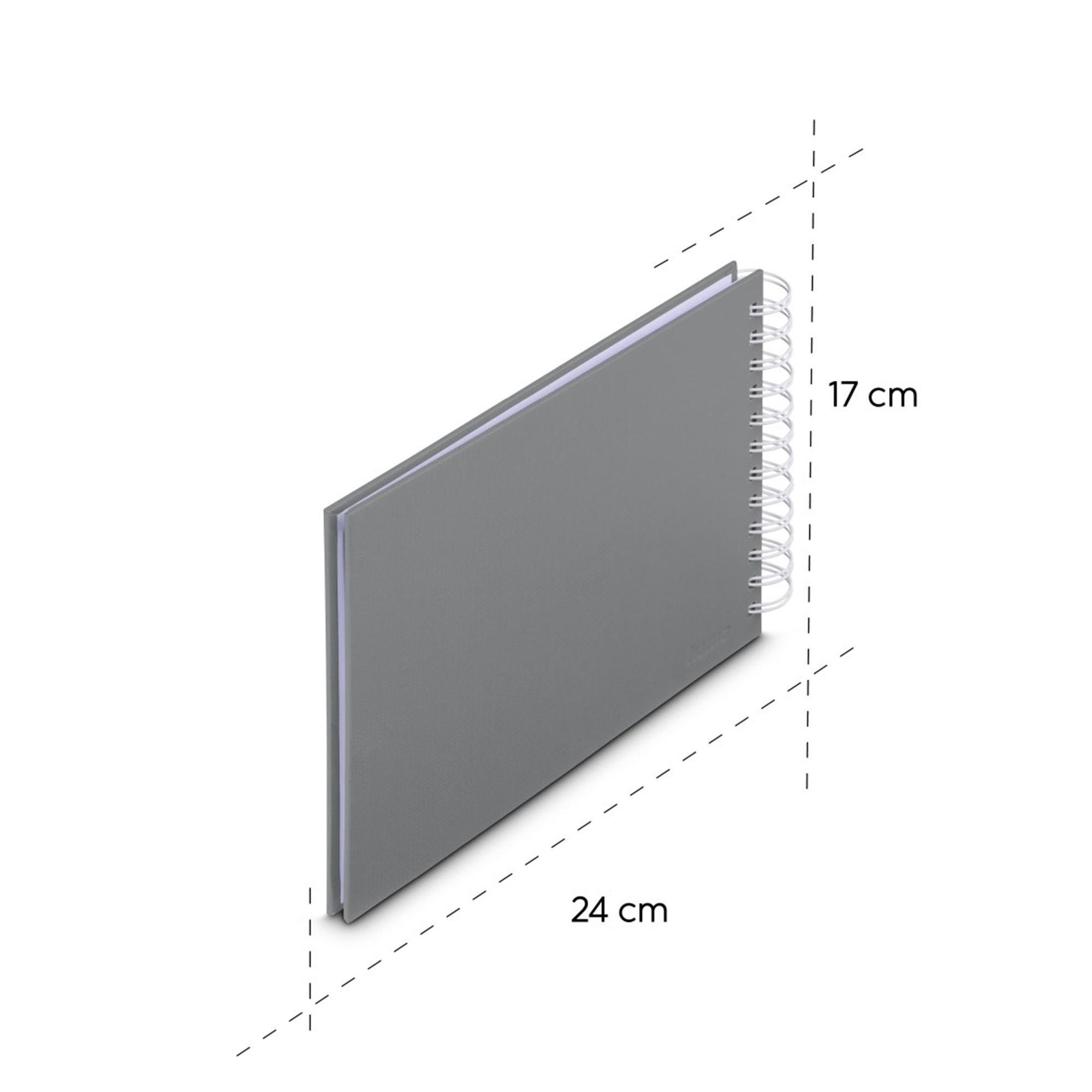 Szary notes z spiralami, 24x17 cm.