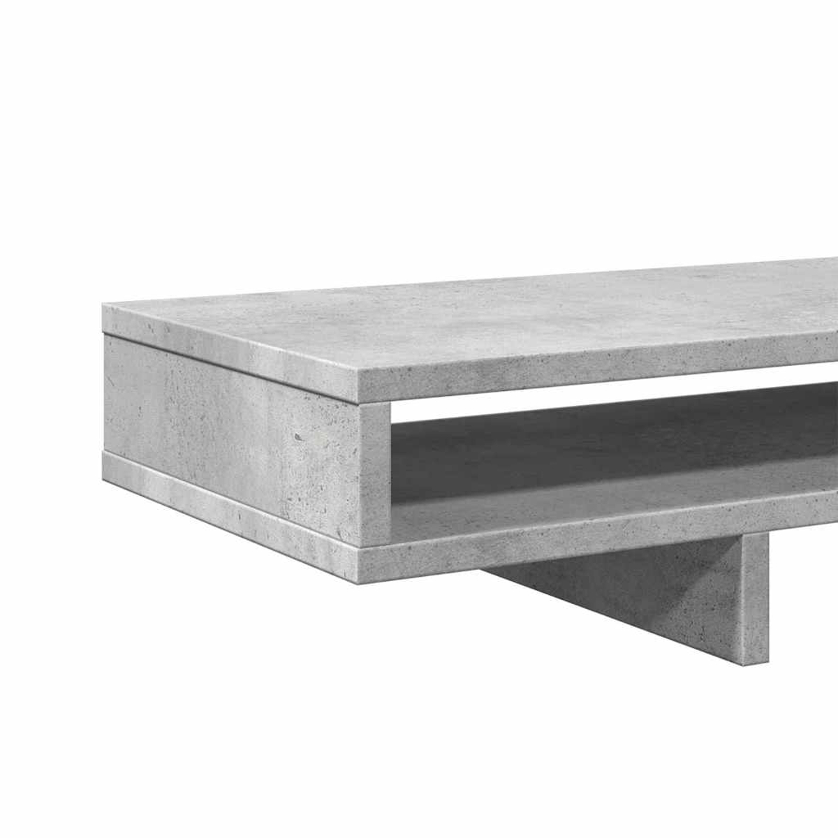 Graues Betonregal mit zwei Ebenen, moderner Stil.
