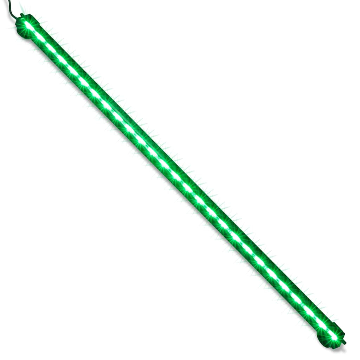 Eine grüne LED-Leiste auf weißem Hintergrund.