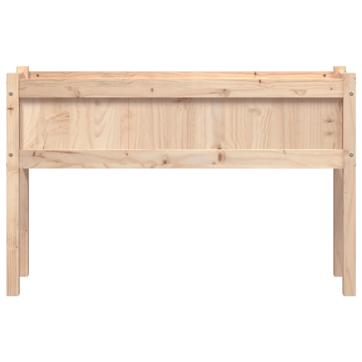 Ein unbehandeltes Holzgestell mit vier Beinen und einer Querstrebe.