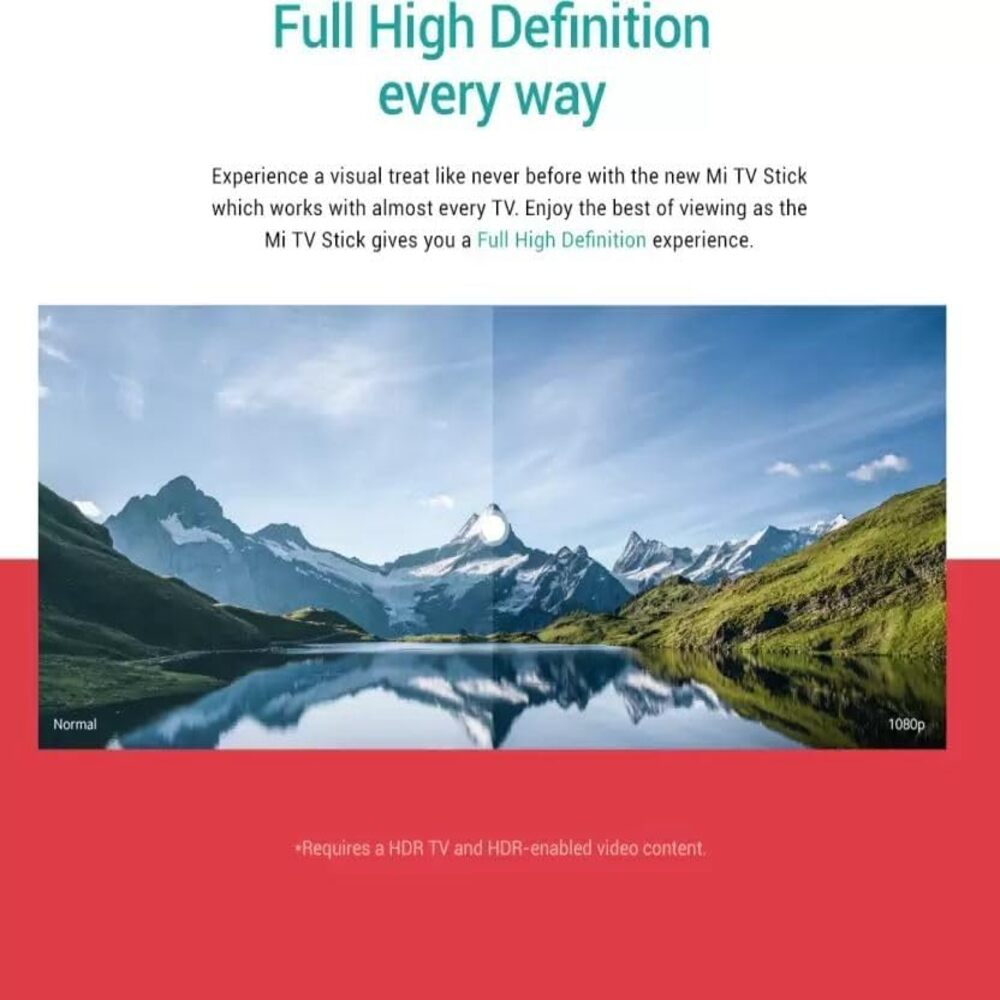 Eine Berglandschaft mit See im Normal- und 1080p-Modus.