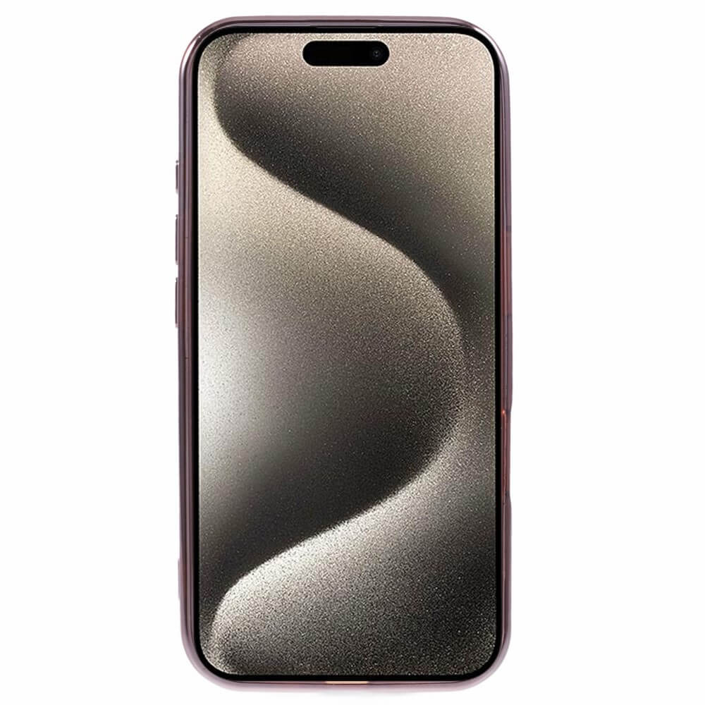 Uno smartphone scuro con un motivo curvo sullo schermo.