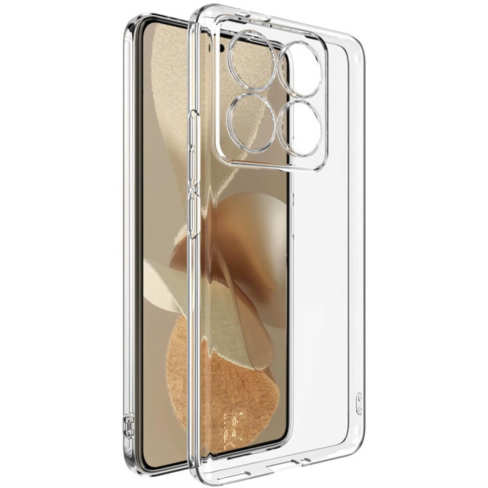Coque de téléphone transparente avec découpe carrée pour appareil photo.