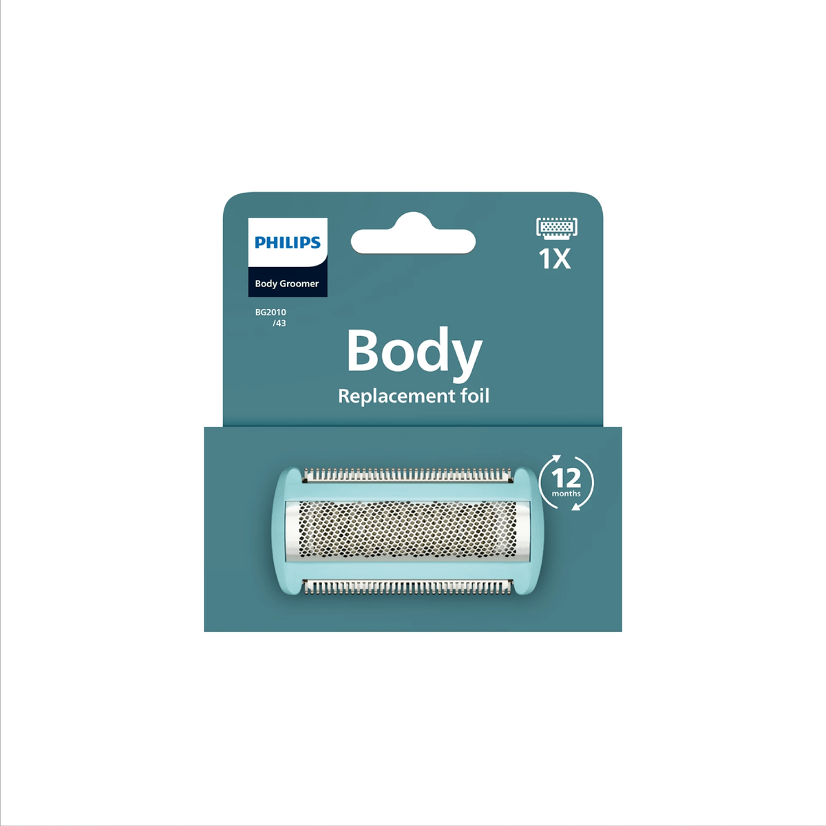 Philips Body Groomer Ersatzfolie, hellblau, 1x Packung.