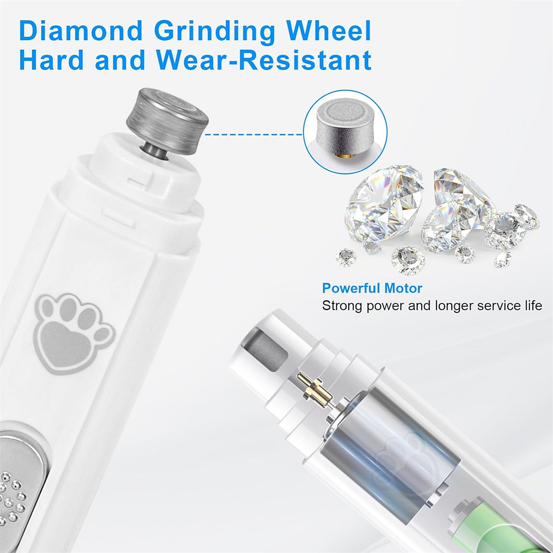 Diamantschleifscheibe mit starkem Motor und Juwelen.