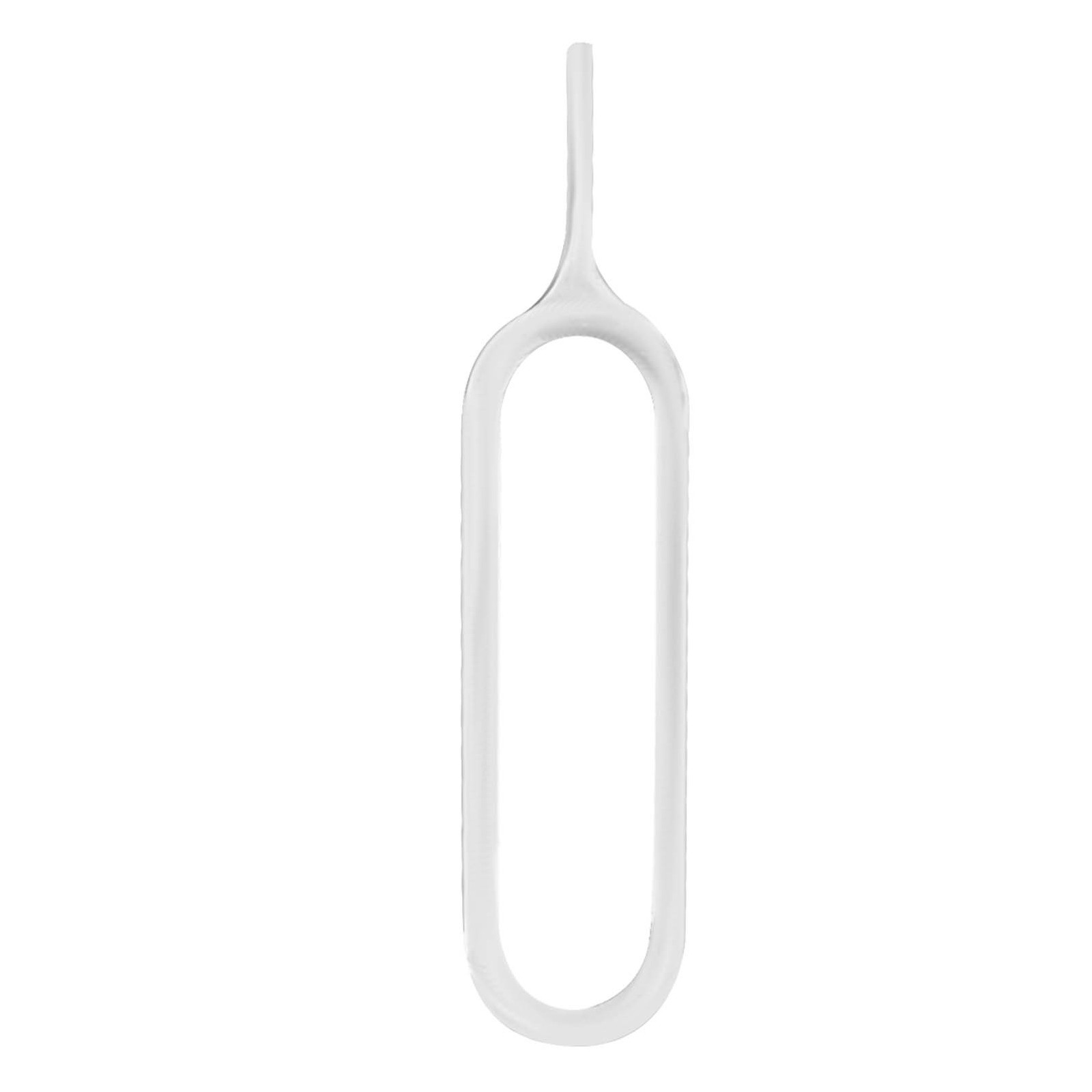 Uno strumento bianco per espellere la SIM con manico ovale e punta.