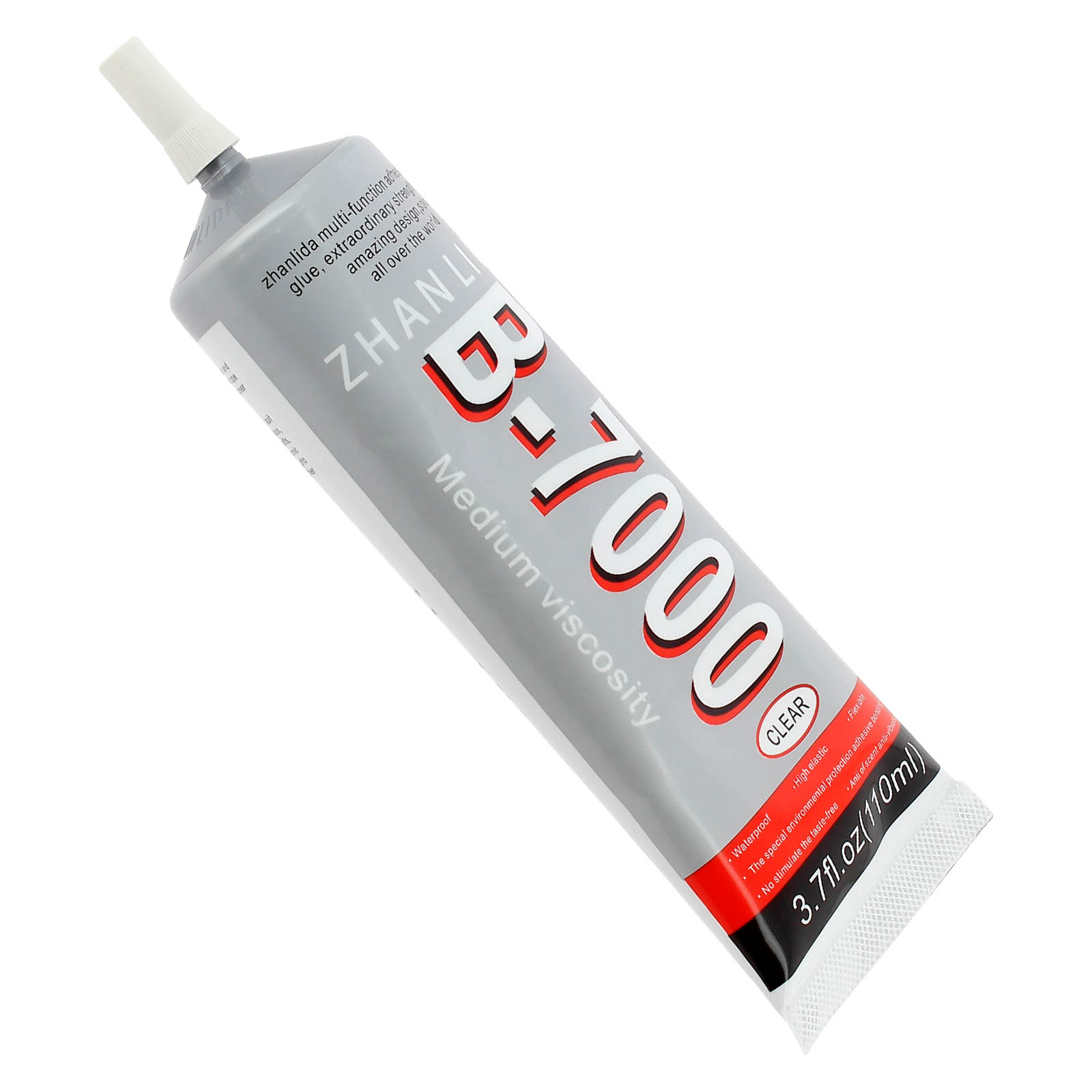 Eine Tube B-7000 Kleber mit mittlerer Viskosität, klar, 110ml.