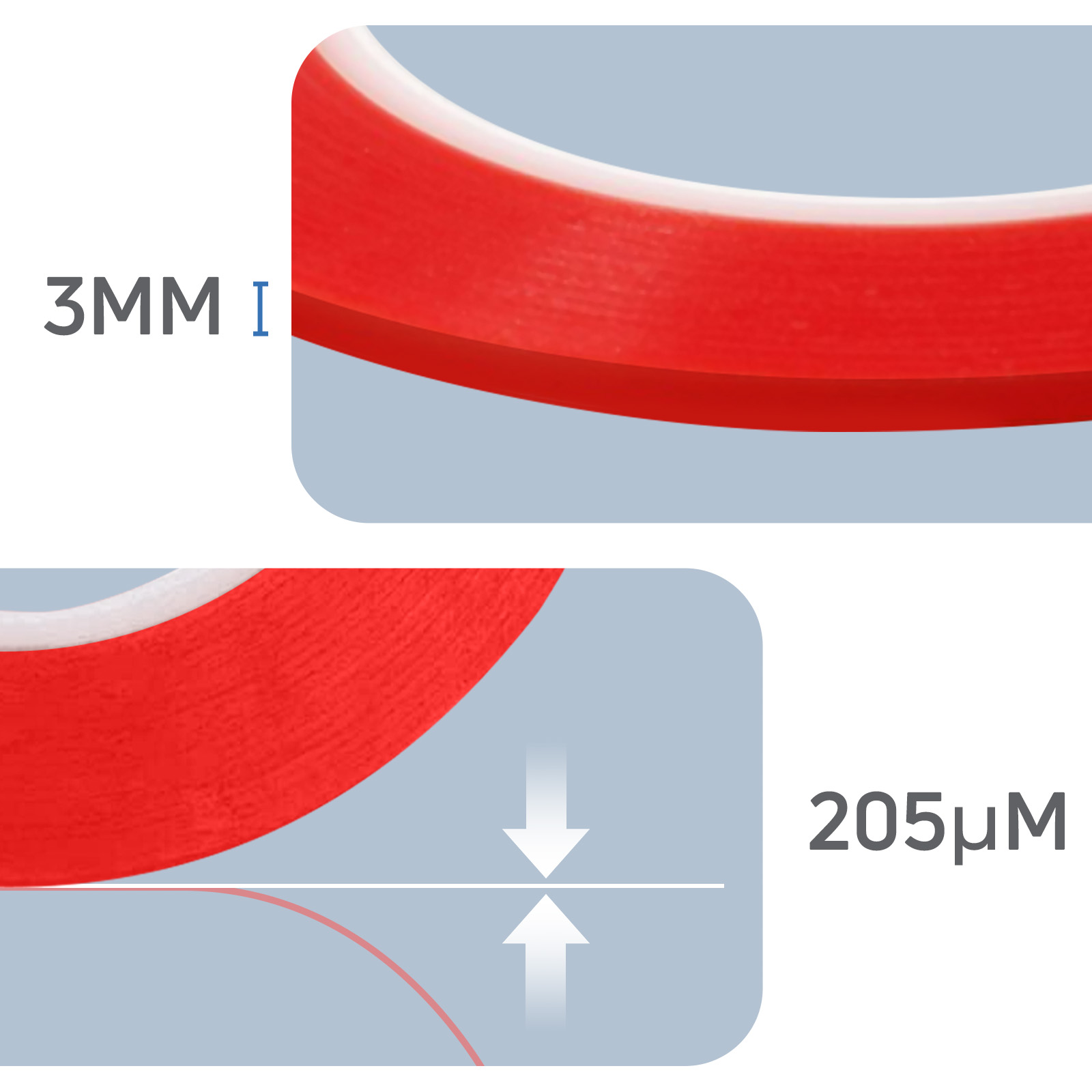 Nastro rosso con etichette 3MM e 205µM.