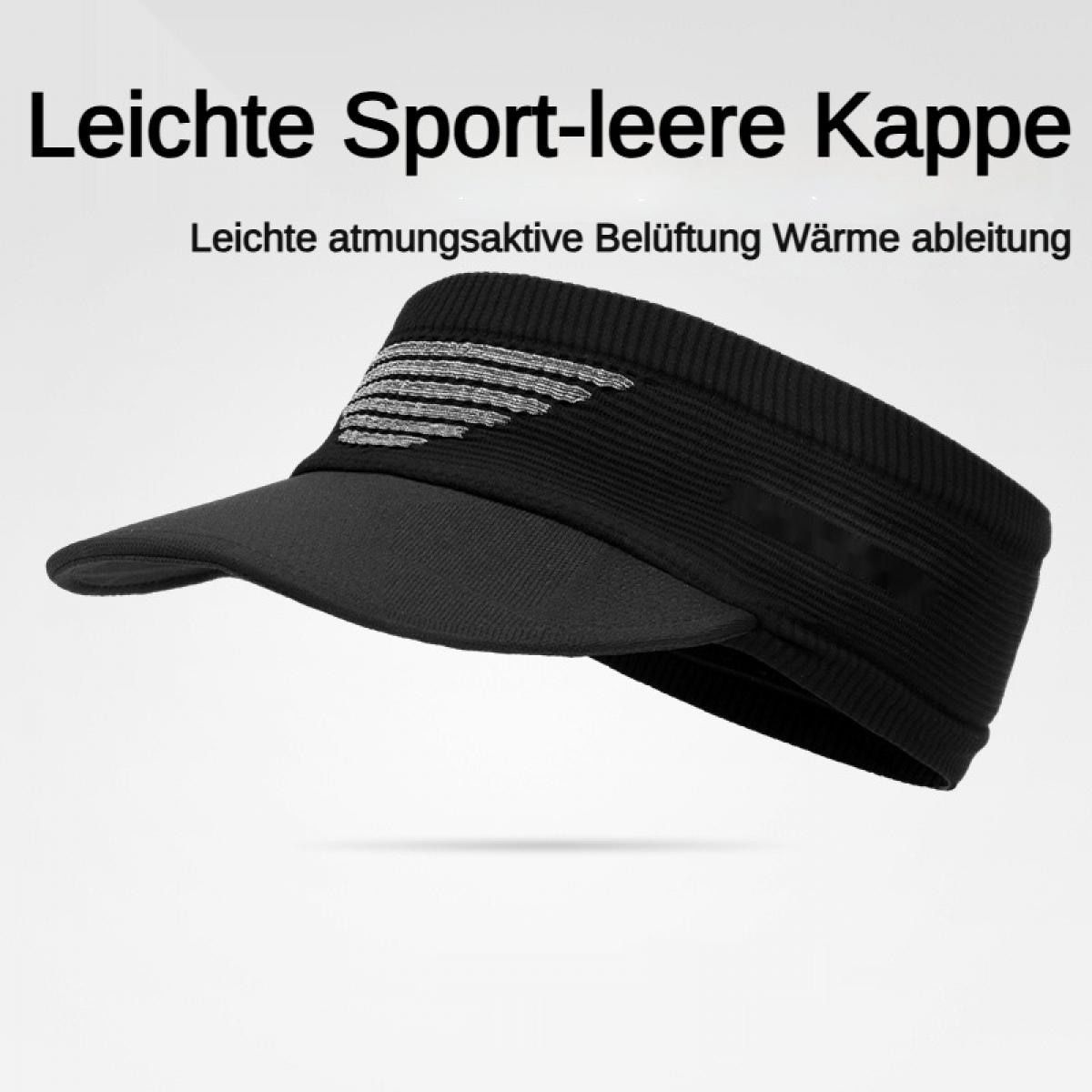 Schwarzer Sport-Visor mit silbernen Streifen und Text.