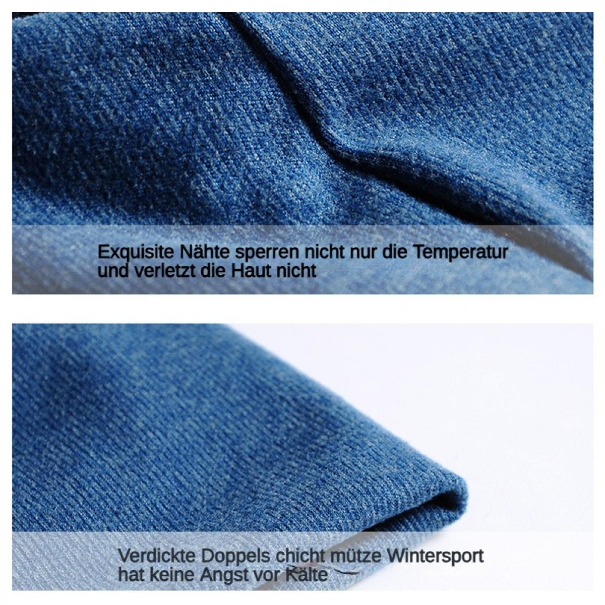 Blauer Jeansstoff mit Nahtdetails und Text. Nahaufnahme des Stoffes.
