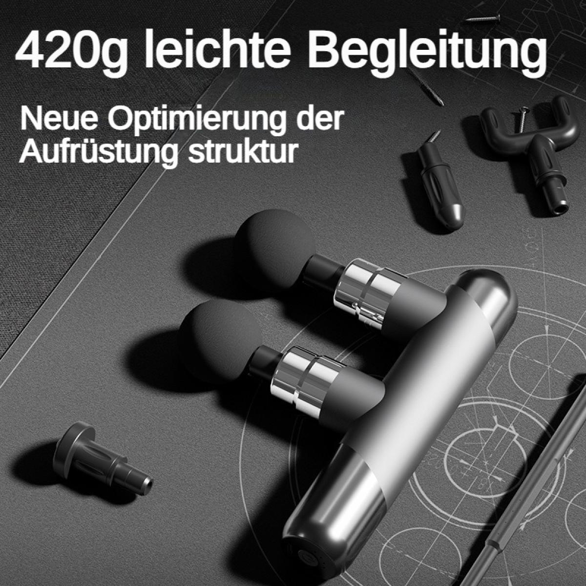 Zwei Massagegeräte mit runden Aufsätzen und silbernem Gehäuse auf einem Bauplan.