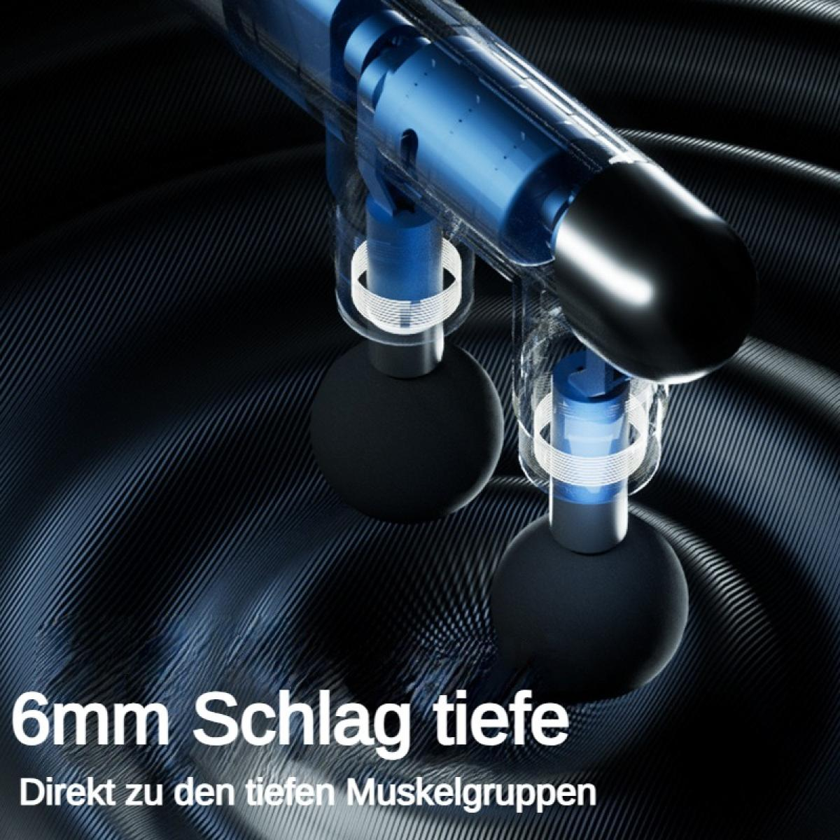 Massagegerät mit blauen, transparenten Elementen und schwarzen Aufsätzen.