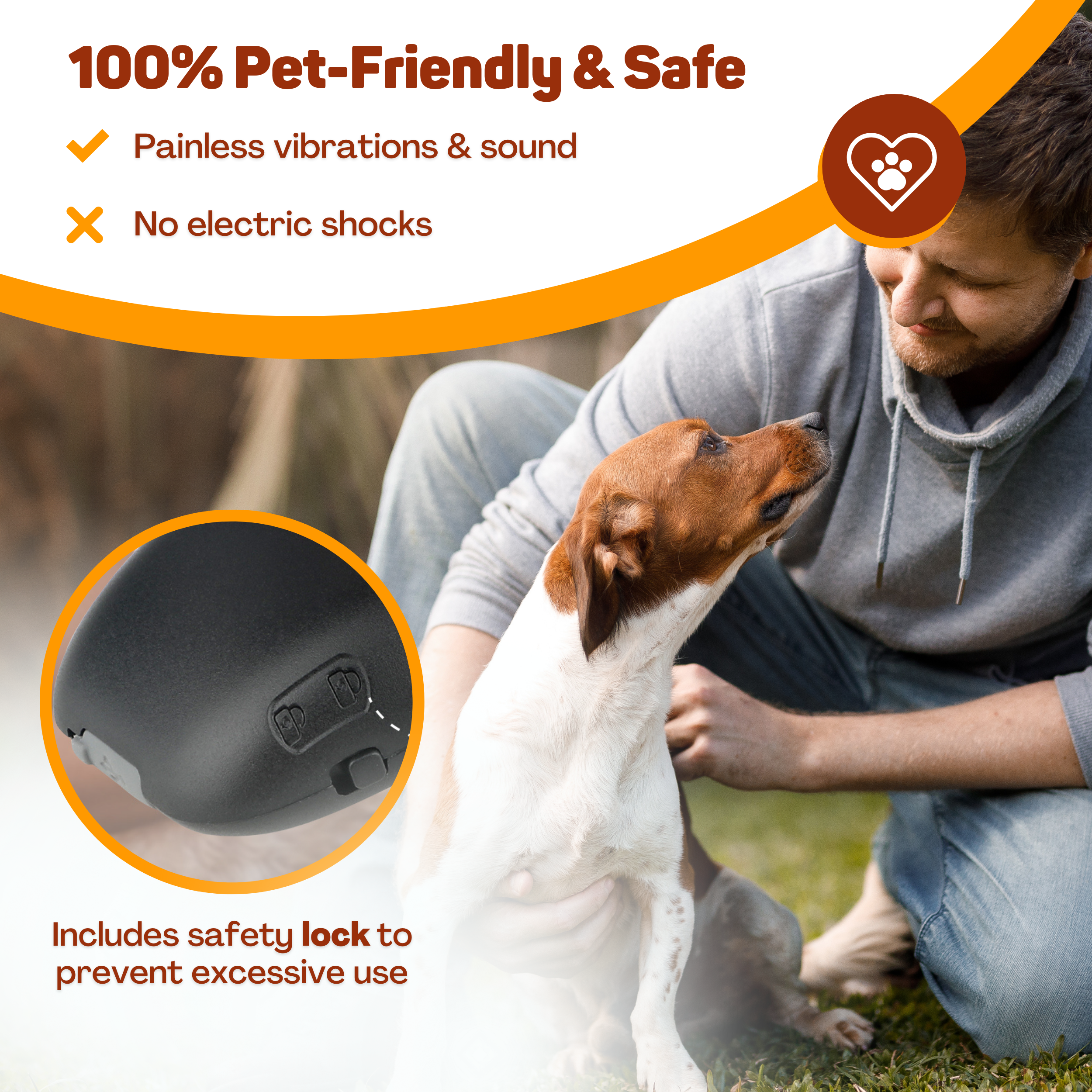 Man and dog in grass. A device is next to them.