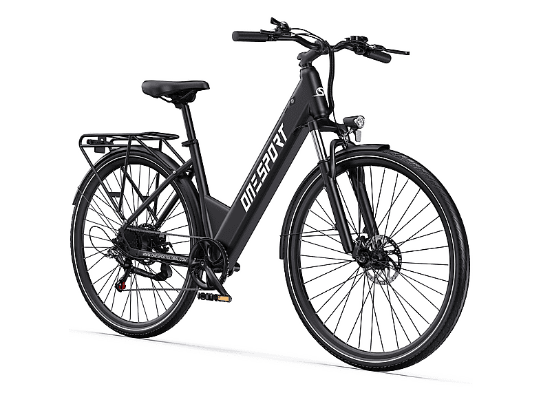 ONESPORT OT12 Citybike (Laufradgröße: 27,5 Zoll, Unisex-Rad, 468 Wh, Dunkelgrau)