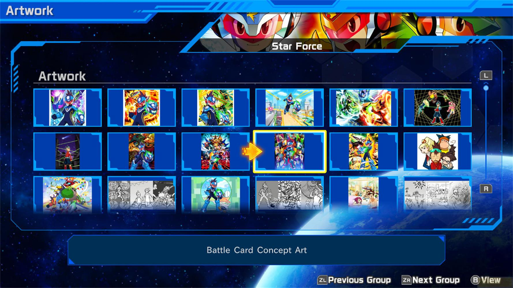 Une galerie d'images d'œuvres d'art colorées de Mega Man Star Force.