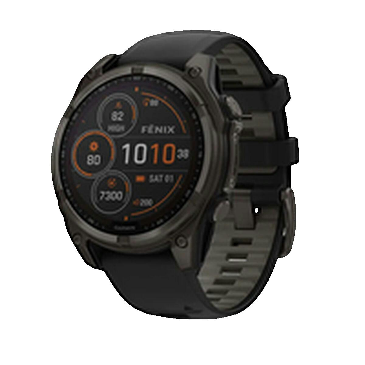 Czarny smartwatch z okrągłą tarczą pokazuje 101038.