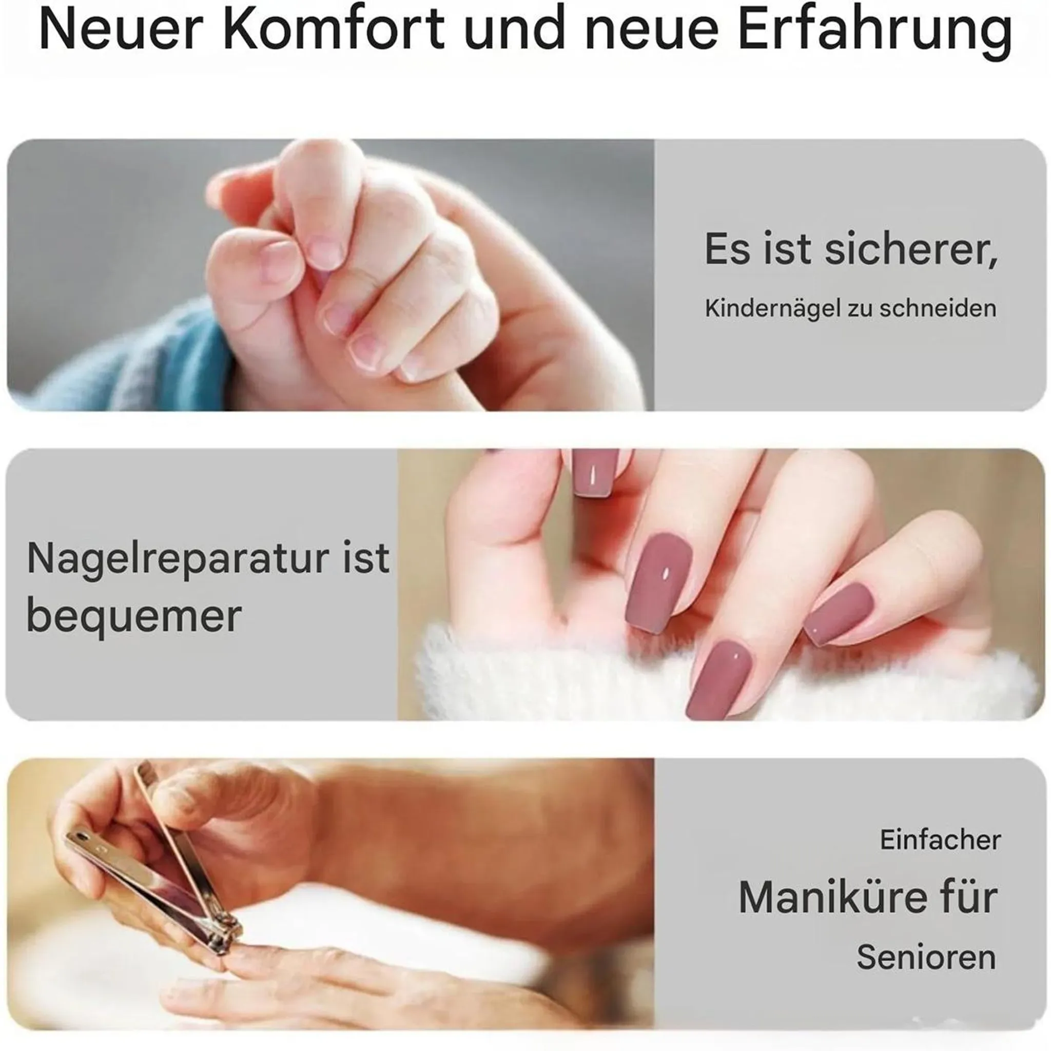 Sicherer Nagelschnitt für Babys, bequeme Nagelreparatur, einfache Maniküre für Senioren.