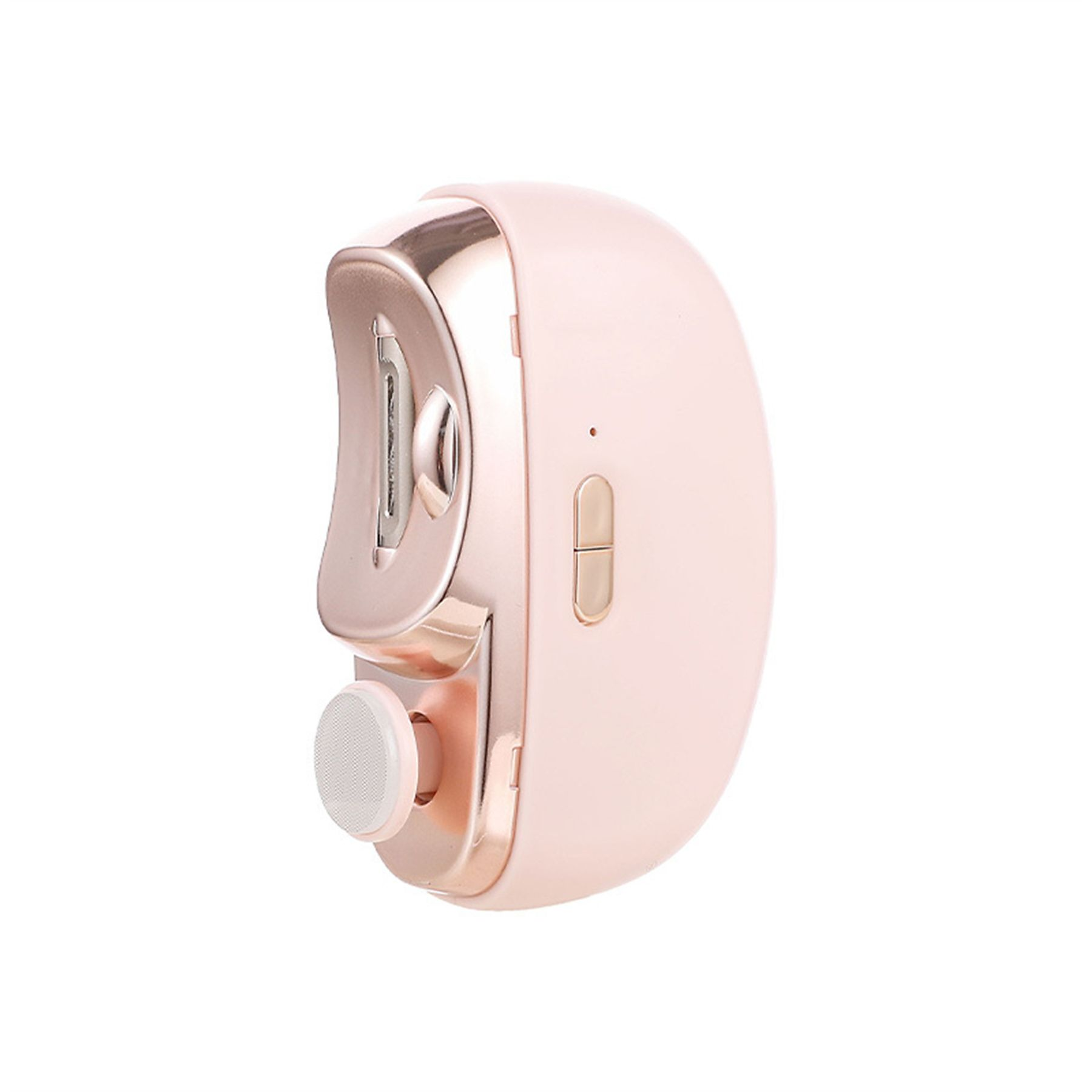 Ein roségoldener Nagelhobel mit einem runden Schleifkopf.