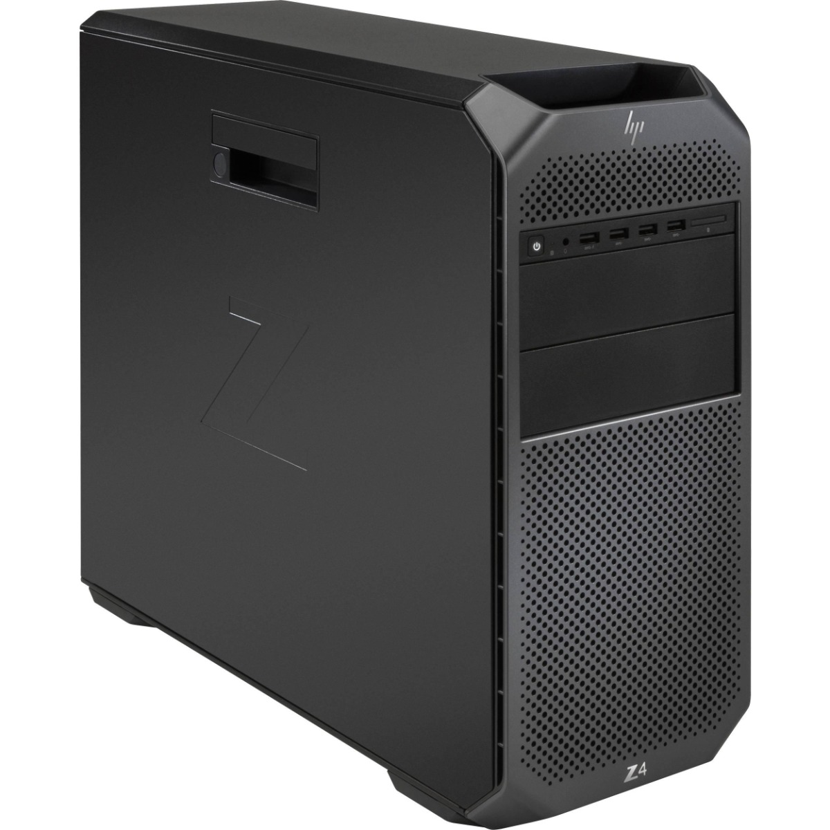 Zwarte HP Z4 toren computerkast met ventilatie en poorten aan de voorzijde.