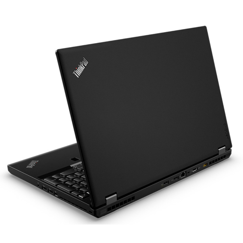 Un portátil negro cerrado con el logo de ThinkPad en la tapa.