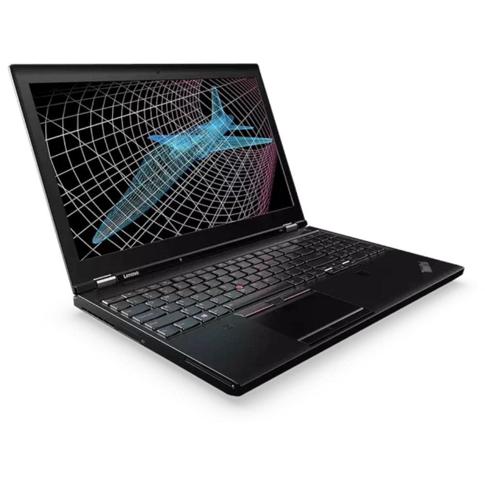 Portátil Lenovo negro mostrando un modelo 3D de un avión en su pantalla.