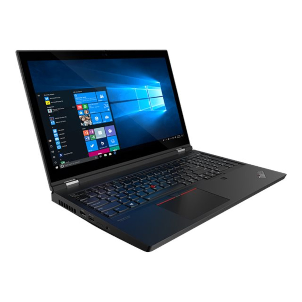 A black laptop with its screen open, displaying the Windows operating system.