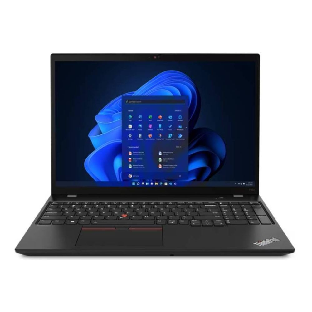 Ordinateur portable noir avec écran éclairé affichant le menu Démarrer de Windows 11.