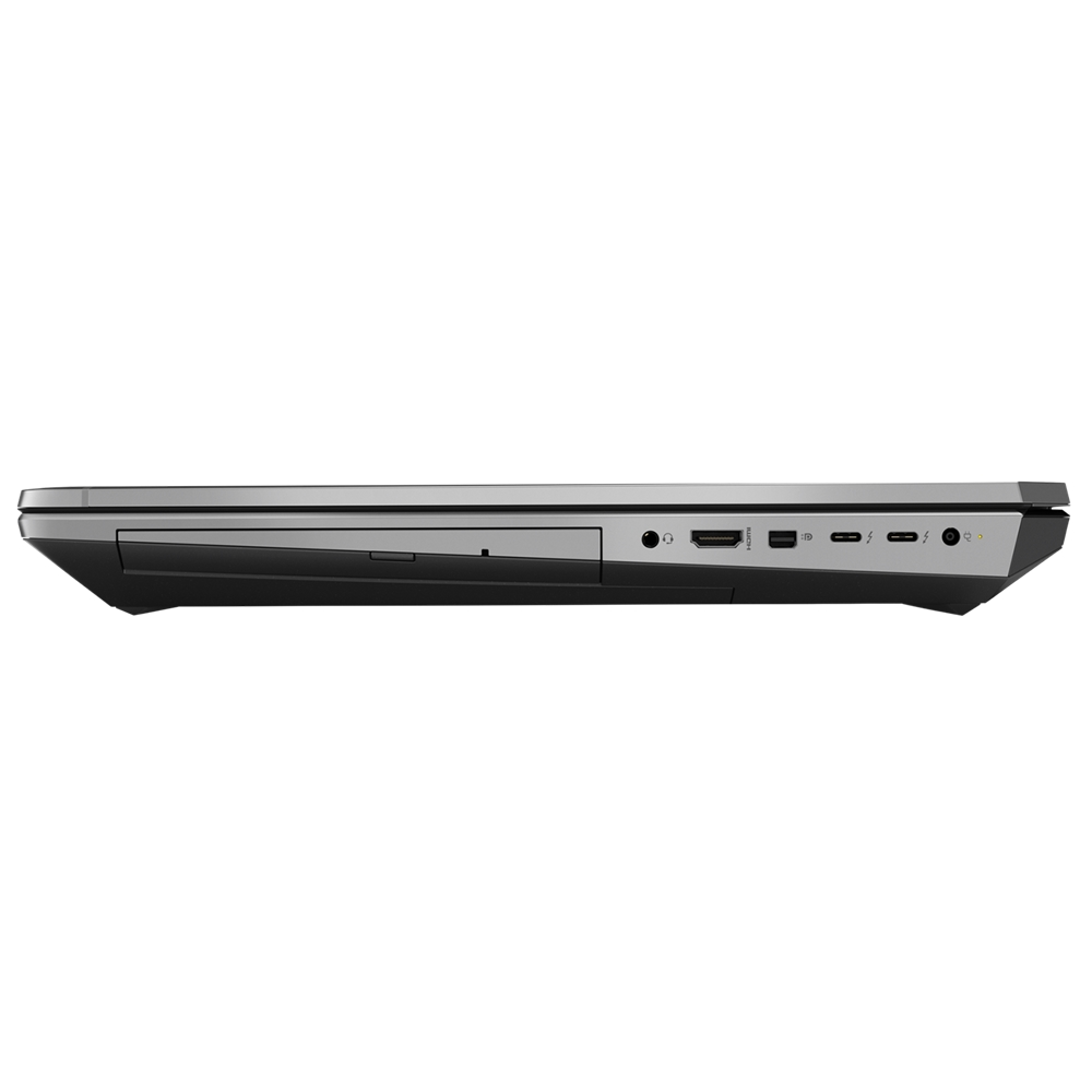 Zijaanzicht van een laptop, met poorten zoals HDMI, USB-C en een SD-kaartlezer.