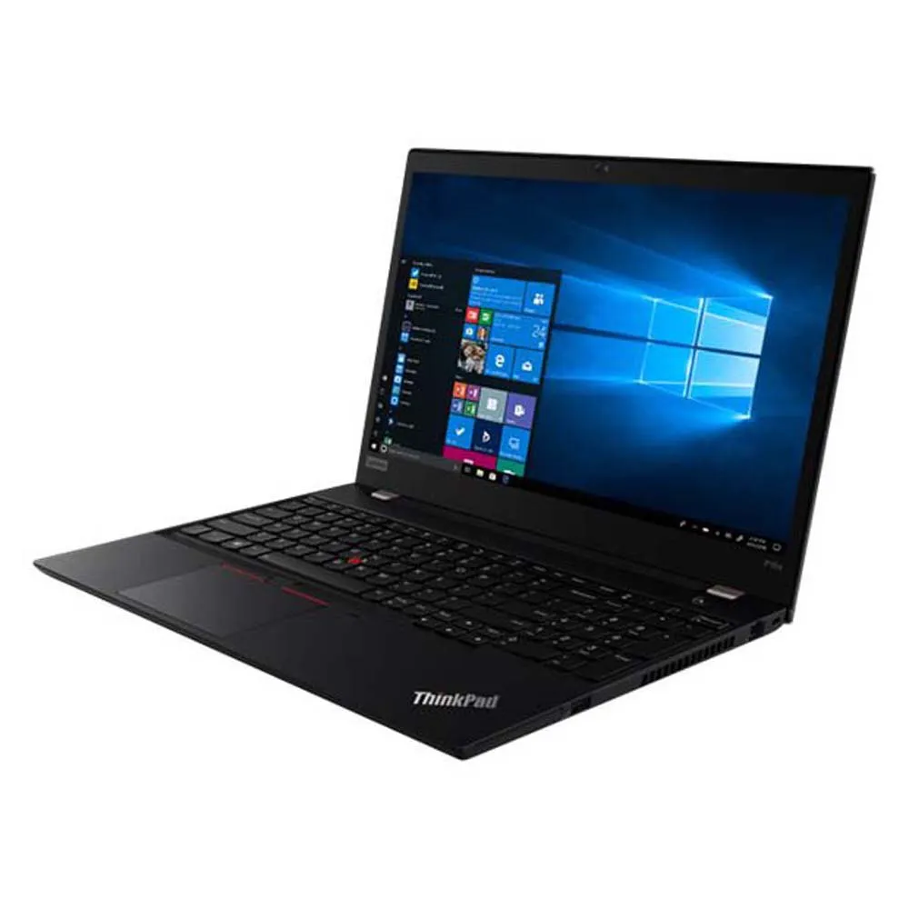 Een zwarte ThinkPad laptop met een verlicht scherm dat de Windows-interface toont.