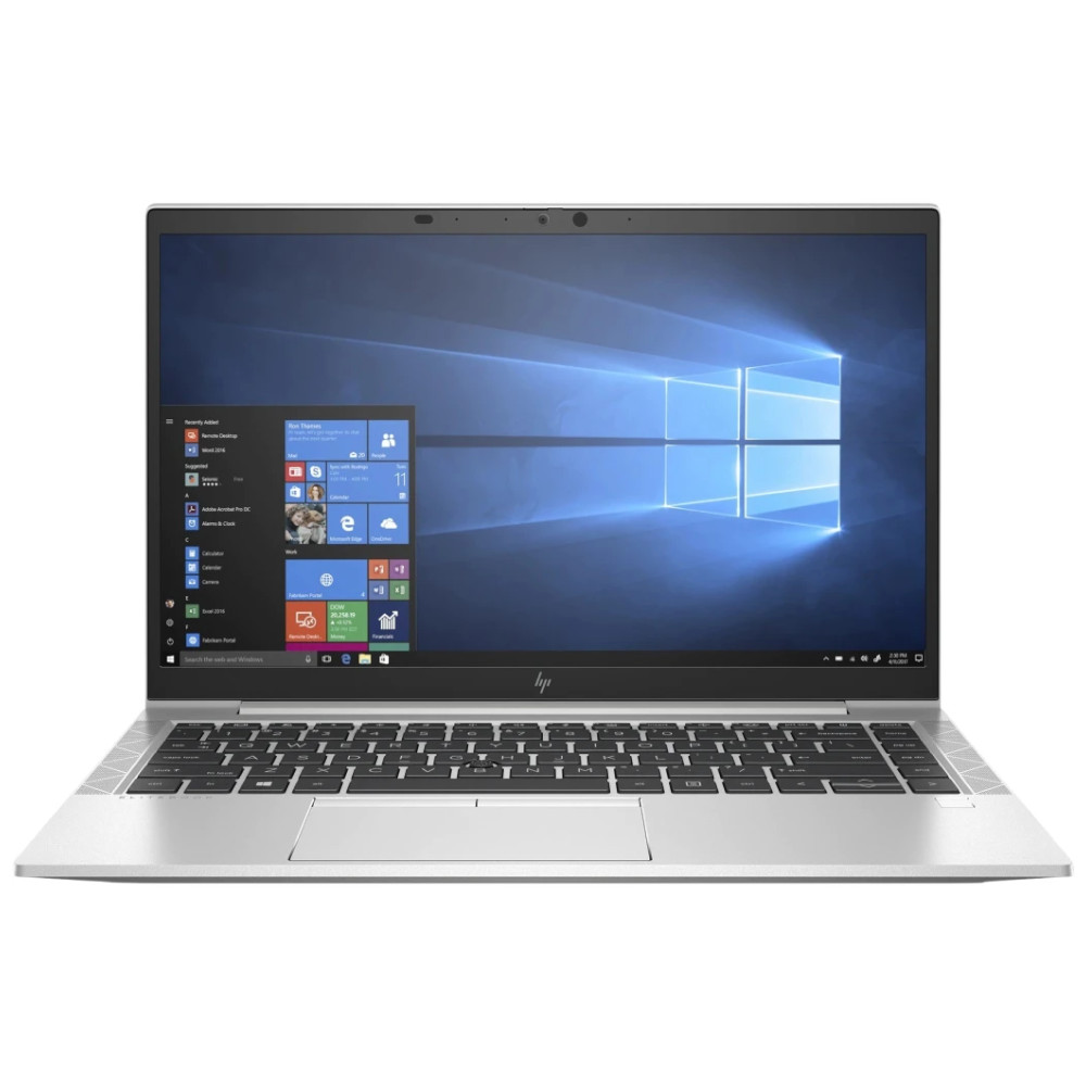 Un portátil plateado con la pantalla encendida, mostrando el sistema operativo Windows.