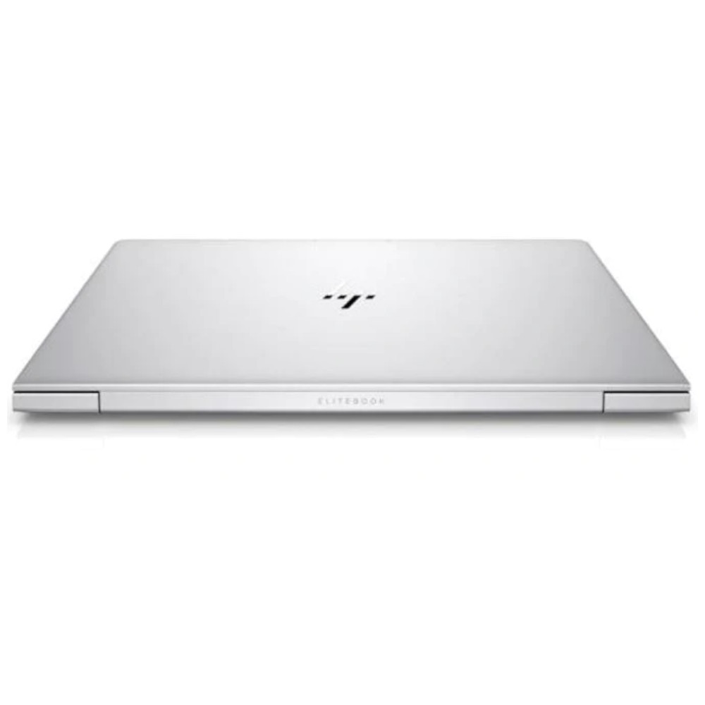 Gesloten zilveren laptop met HP-logo en 