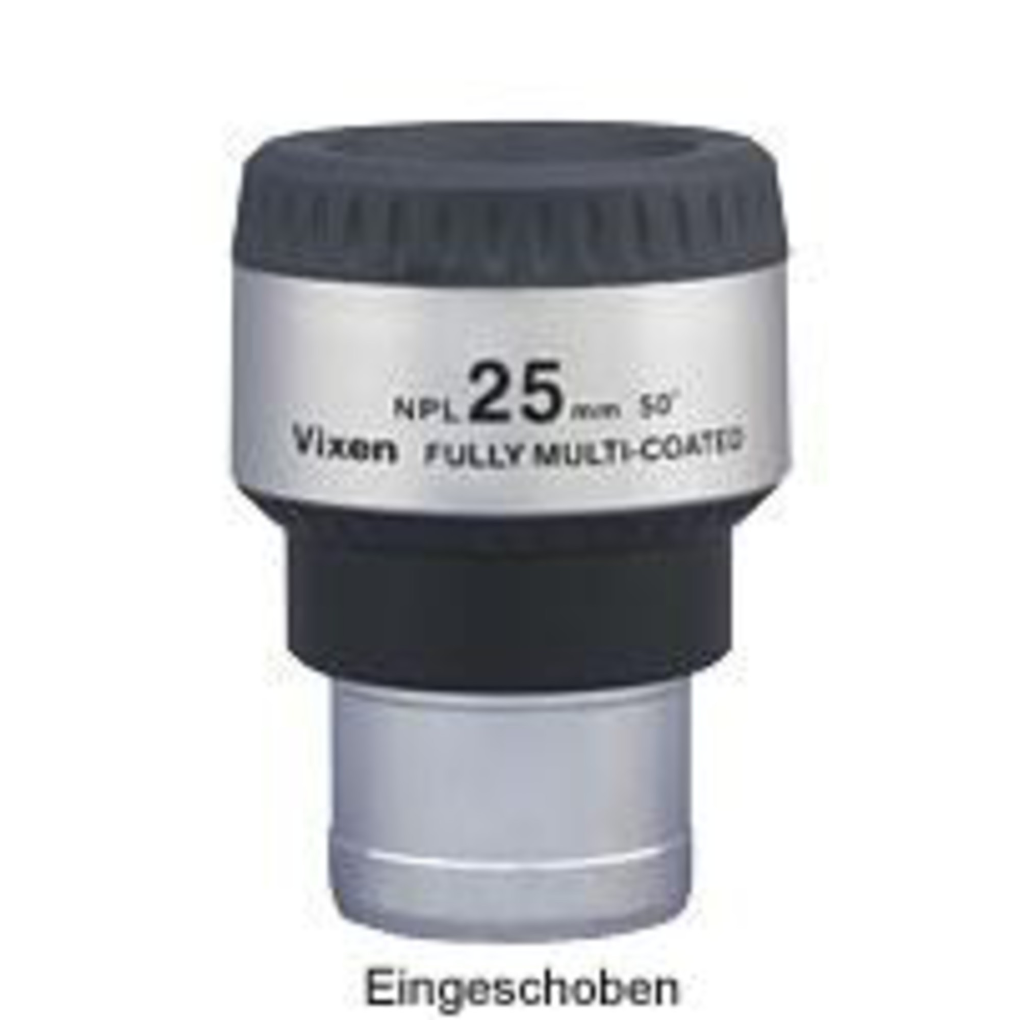 Ein Vixen 25mm Okular, voll mehrfach vergütet, silber und schwarz.