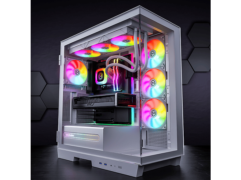 GAMEMACHINES Crystal Snow Edition, 360mm Wasserkühlung, Gaming PC mit AMD Ryzen™ 7 5700X Prozessor, 32 GB RAM, 1000 GB SSD, NVIDIA GeForce RTX™ 5060, Windows 11 Pro